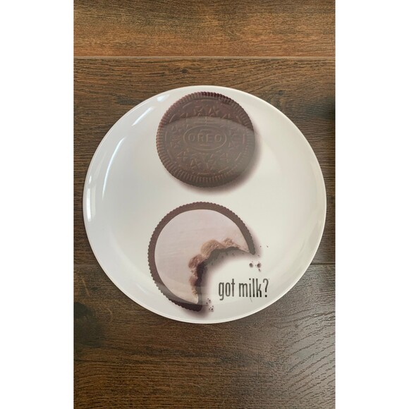 Vintage Oreo Cookie "Got Milk" Dinner Plate Cup Bowl 3 PC Set NEW Kids Plastic - Picture 3 of 9